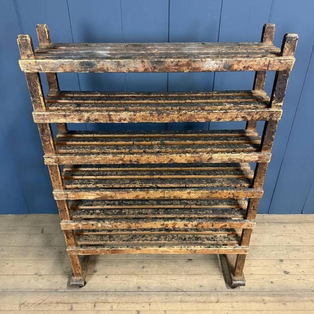 Wooden Workshop Rack with Cast Iron Wheels For Sale - Image 9 of 18