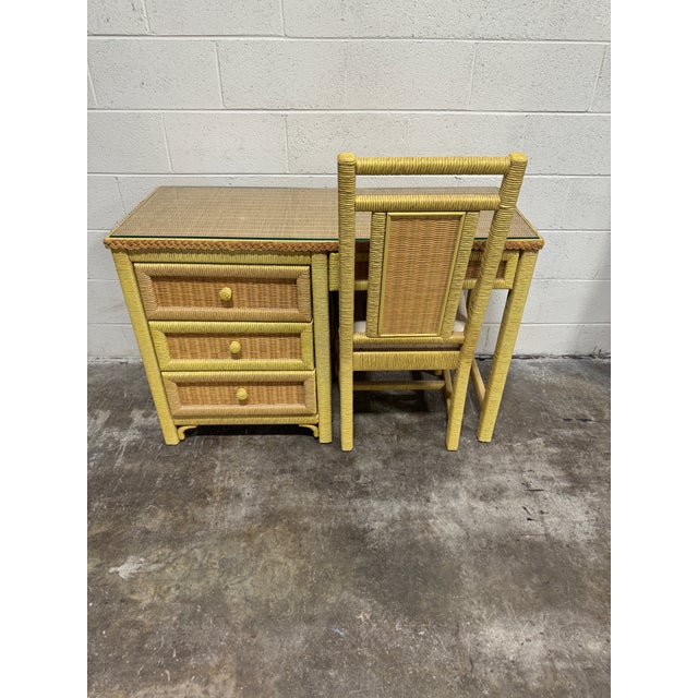 1970s Vintage Wicker Henry Link Desk & Chair For Sale - Image 5 of 10