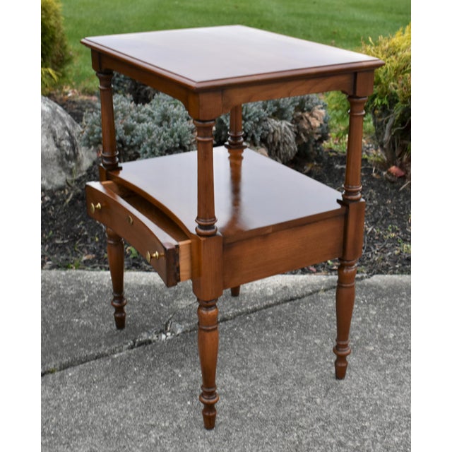 Vintage Statton CherryWood Americana Style Side Table W/Drawer For Sale - Image 10 of 13
