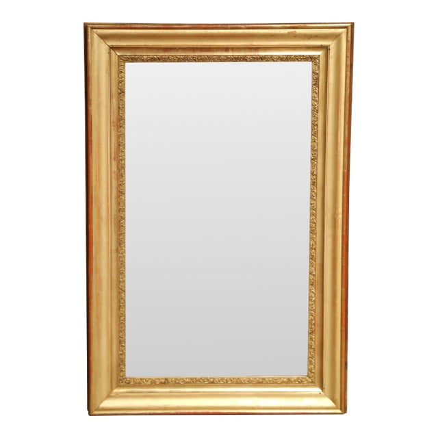 Mid-19th Century Louis XVI Giltwood Mirror With Original Mercury Glass For Sale