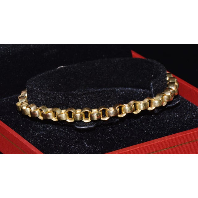 Vintage Italian Solid 18k Gold Rolo Link Stacking Chain Bracelet For Sale - Image 12 of 14