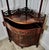 Oriental Style Carved Corner Etagere with Cupboard and Drawer A superb piece with 3 pierced gallery shelves over a bow...
