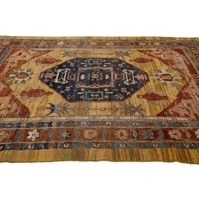 Brown Vintage Bakshaish Handmade Wool Rug With Medallion Design For Sale - Image 4 of 9