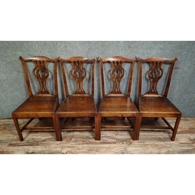 Brown Antique Wooden Chairs, 1700s, Set of 4 For Sale - Image 8 of 9