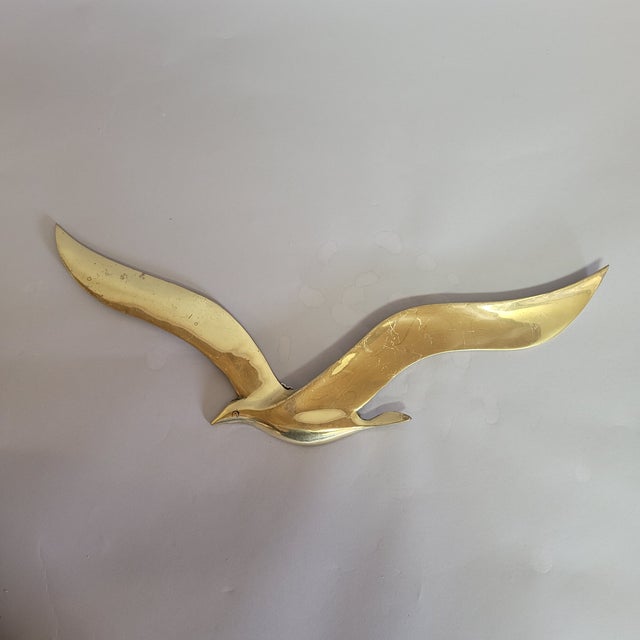 Vintage Brass Seagull Wall Sculpture Installation, Set of 7, Circa 1970s For Sale - Image 4 of 5