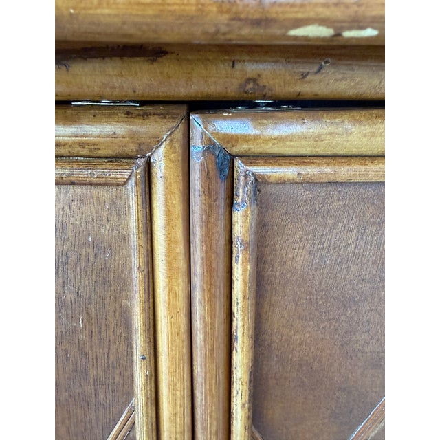 1990s Vintage Coastal Faux Bamboo Cabinet by Palecek With Pineapple Motif Doors For Sale - Image 5 of 12