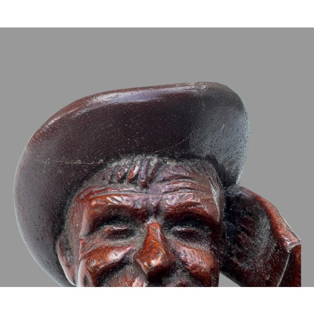 Antique C1920 Carved Mahogany Will Rogers Ziegfeld Follies Cowboy Figure 14” For Sale - Image 12 of 12