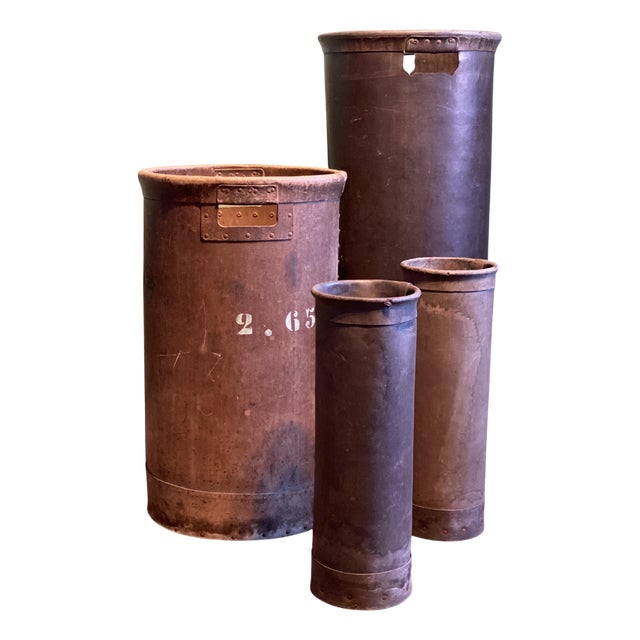 Vintage Industrial Italian Bins in Vulcanized Fiber with Markings from Fashion Factory, Italy, 1920s, Set of 4 For Sale