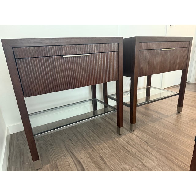 Mid-Century Modern Chestnut Night Table-Set of 2 For Sale In Seattle - Image 6 of 12