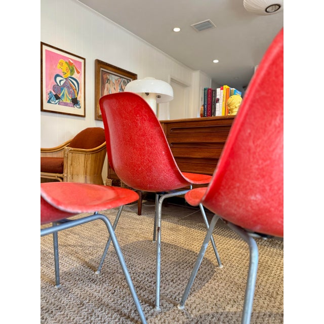 Original Set of 3 Molded Fiberglass Shell Chair, Designed by Charles and Ray Eames for Herman Miller, Dated 1970 For Sale - Image 12 of 12