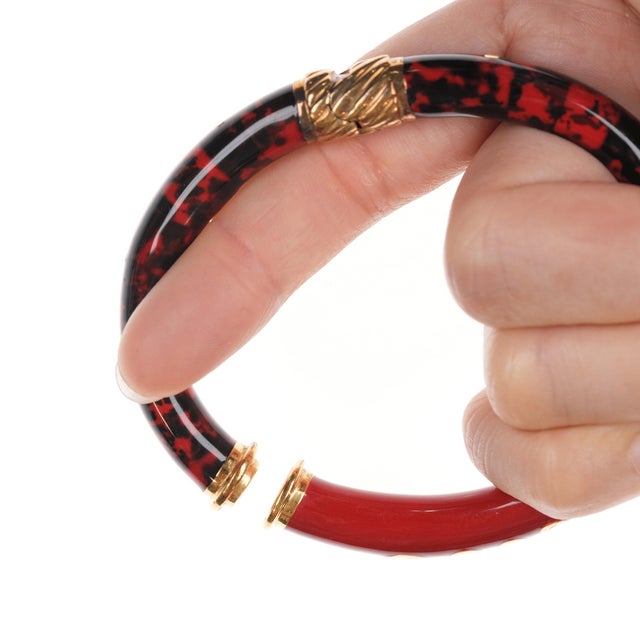 7" Retro Italian Sterling enamel magnetic clamper bangle For Sale In Austin - Image 6 of 11