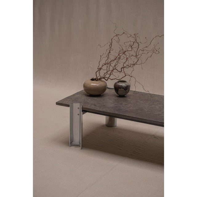 Brutalist Coffee Table with Fossil Stone Top, 1970s For Sale - Image 9 of 18
