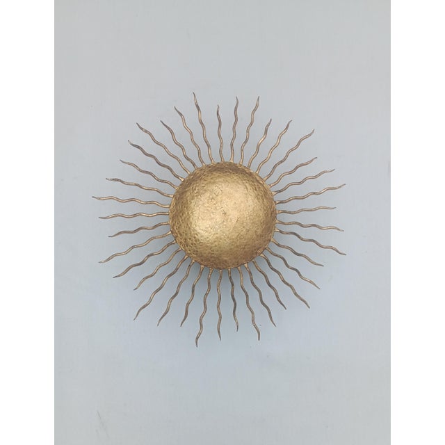 Spanish Gold-Leaf Gilt Metal Sunburst Ceiling Fixture, 1960s For Sale - Image 10 of 10