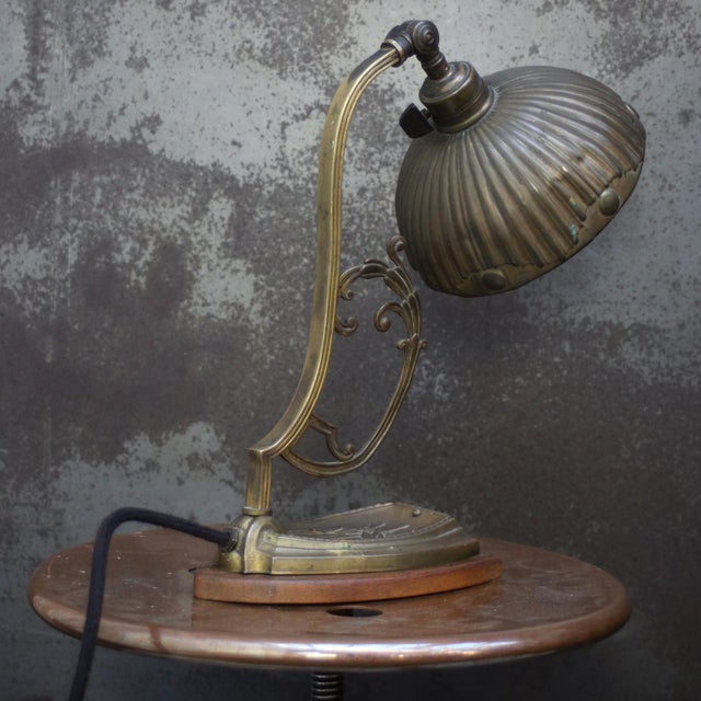 Metal Art Nouveau French Brass Table Desk Light, 1920s For Sale - Image 7 of 10