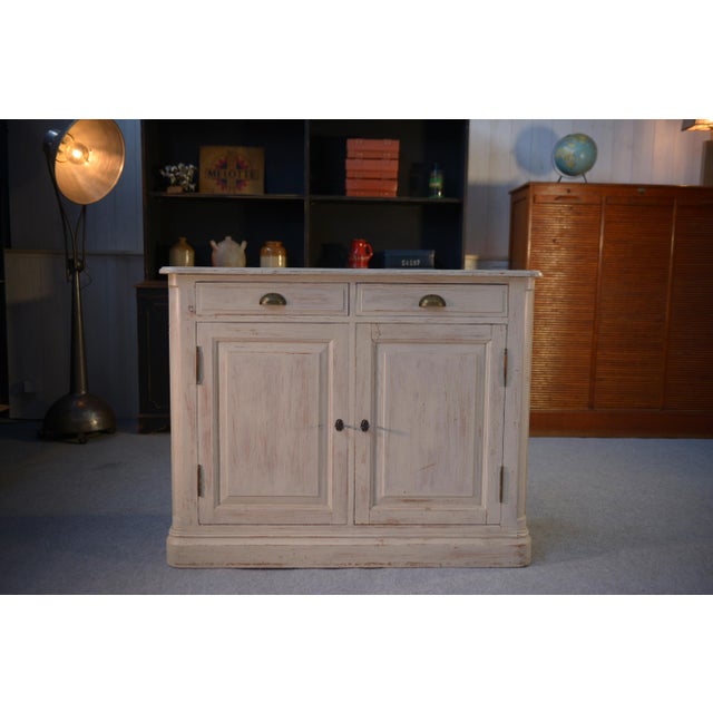 Low Sideboard in White Patina, 1960s, in Very Good conditions. Designed 1960 to 1969
