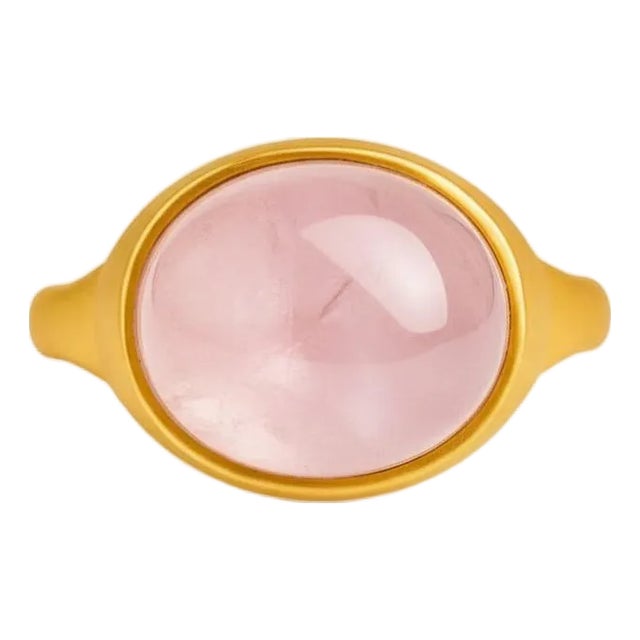 Pink, Rose Quartz Cabochon Ring, Size 6.75 For Sale