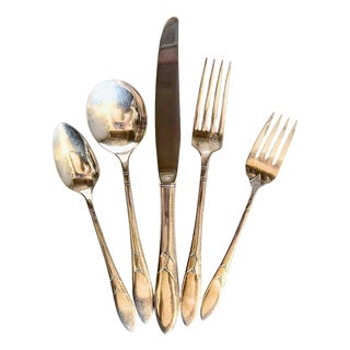 12 Placesettings Art Nouveau Silverplate Flatware Plus Serving Pieces- Set of 74 For Sale
