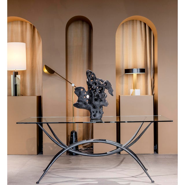 Sculptural Centre Table with Glass Top and Wrought Iron Frame For Sale - Image 9 of 9