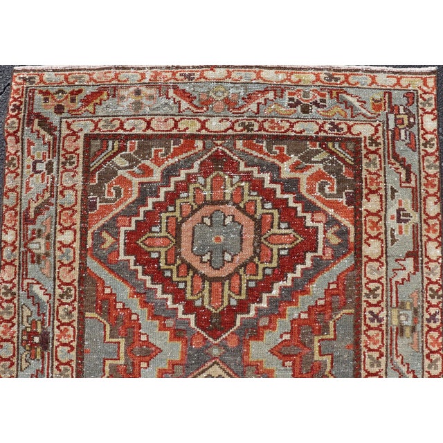 Antique Persian Bakhtiari Runner With Geometric Medallions in Taupe and Rust For Sale - Image 10 of 13