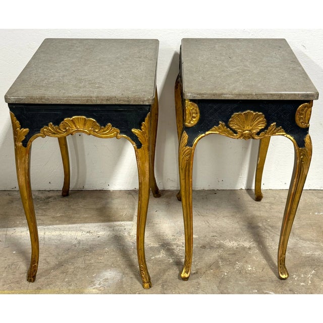 Late 18th Century Near 18th Century Italian Neoclassical Gilt & Polychromed Marble Tables - a Pair For Sale - Image 5 of 12