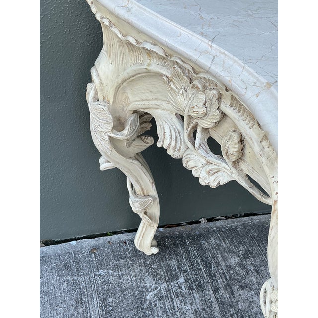 Wood Vintage Louis XVI Stone Top Console Table For Sale - Image 7 of 12