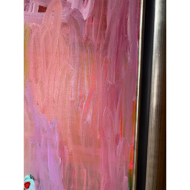 Pink Abstract Oil Painting by Piper Bridwell “Cherry on Top” For Sale - Image 4 of 7