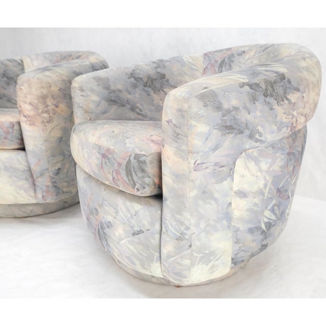 Pair Mid-Century Modern Milo Baughman Thayer Cogging Swivel Barrel Lounge Chairs For Sale - Image 10 of 18