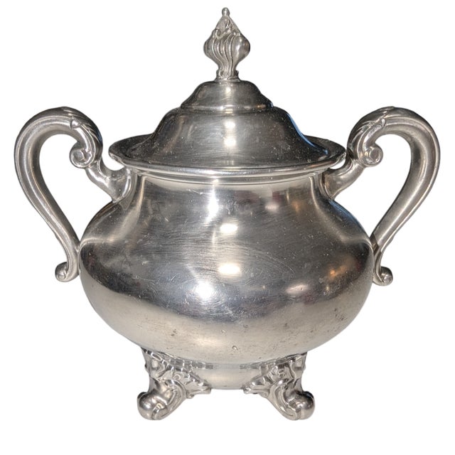 Metal Reed & Barton Sugar and Creamer Set For Sale - Image 7 of 9