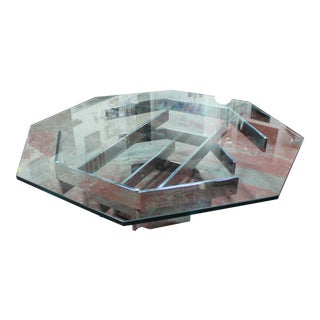1960s Paul Mayen for Habitat Glass & Chrome Octagonal Coffee Table For Sale