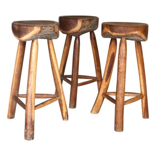 Vintage French Stools, 1960s, Set of 3 For Sale