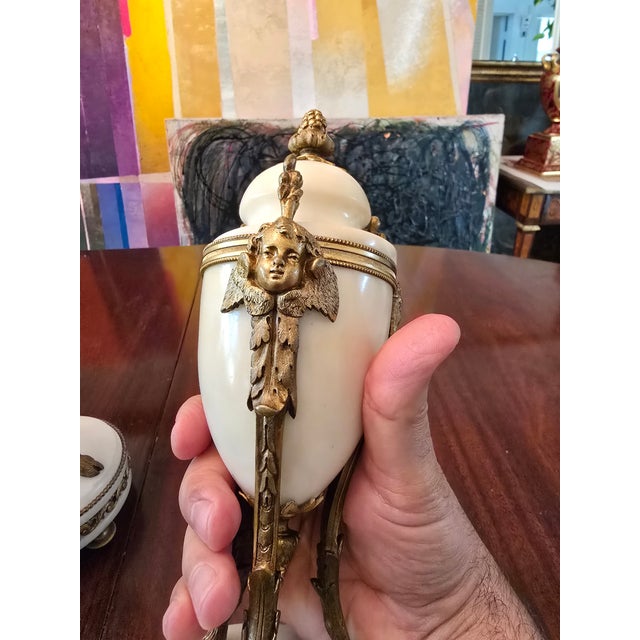 Mid 19th Century Antique French Figural Louis IV Style Bronze Urns - a Pair For Sale - Image 5 of 8