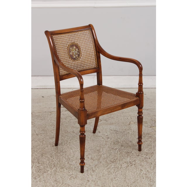 1980s Pair English Adams Style Painted Back Cane Armchairs For Sale - Image 5 of 16