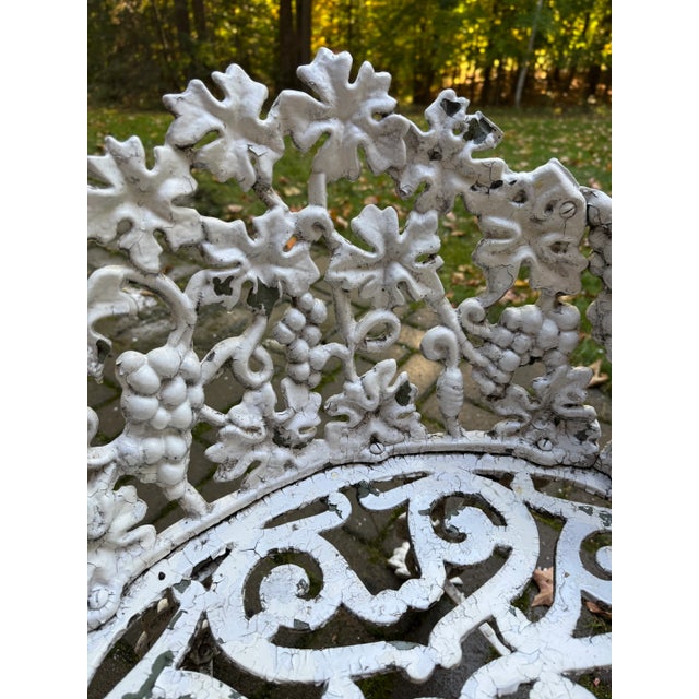 Metal White Cast Iron Grapevine Antique Victorian Outdoor Garden Furniture Suite-Set of 5 For Sale - Image 7 of 13
