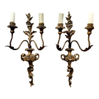 Pair of Early 20th Century Italian Silver Gilt Sconces For Sale