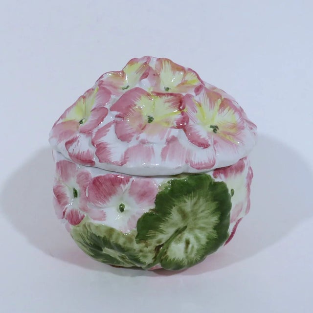Italian Italian Porcelain Hydrangea Box For Sale - Image 3 of 9