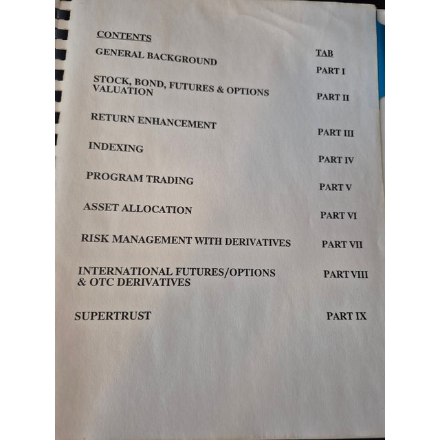 Rare 1988-1990 Paine Webber Internal Background Readings:Deriviative Products and Portfolio Trading Binder For Sale - Image 4 of 5