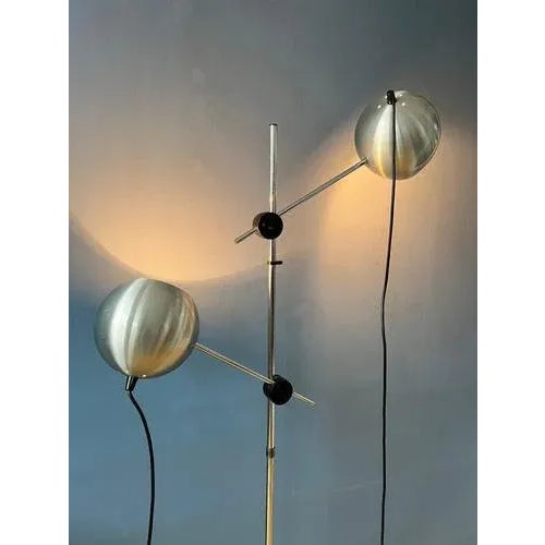 Mid-Century Silver Swing Arm Eyeball Floor Lamp For Sale - Image 4 of 11