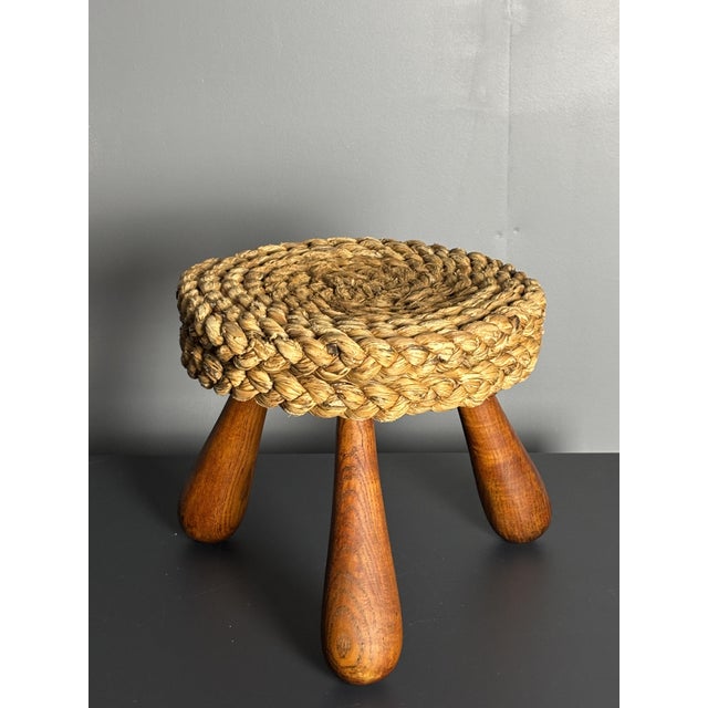 Mid-Century French Braided Rope Stool from Audoux & Minet, 1950s For Sale - Image 14 of 15