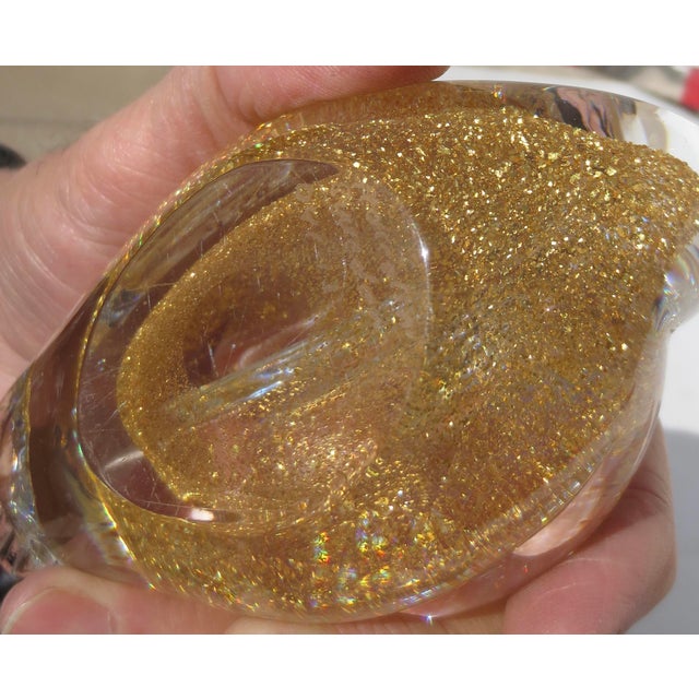 Mid 20th Century Marcolina Gold Fleck Glass Swan Sweden For Sale - Image 5 of 6