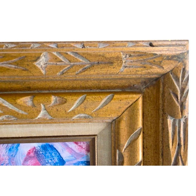 Green 1991 Painting in Carved Giltwood Frame, "Harvest", Signed For Sale - Image 8 of 11