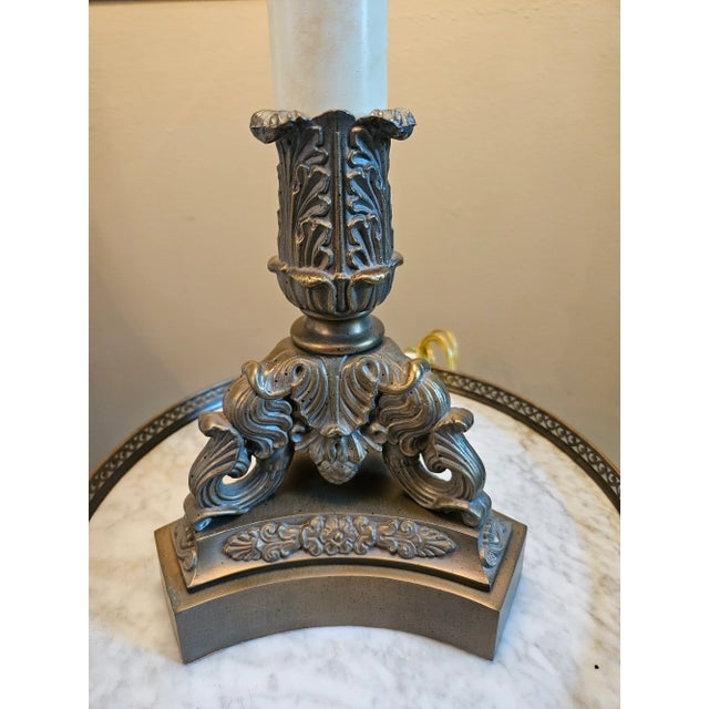 Early 21st Century Ethan Allen Bronze Candlestick Buffet Table Lamp For Sale - Image 5 of 8