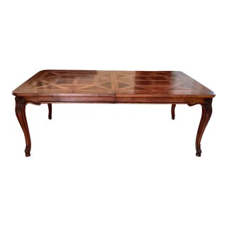 Henredon Italian Parquet Dining Table With 2 Leaves and Pads For Sale