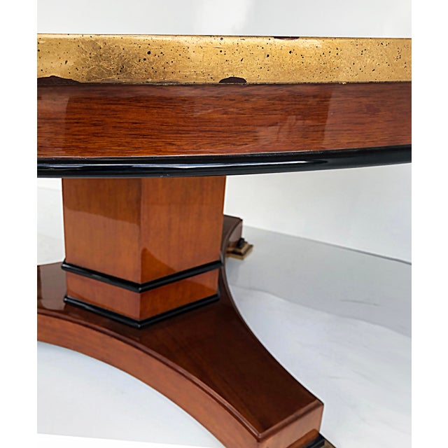 Neoclassical Expanding French Polish Dining Table, Gold Leaf and