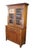 Primitive Antique Late 19th Century Stepback Cabinet. Made from oak with a glass double door Hutch opening to three...