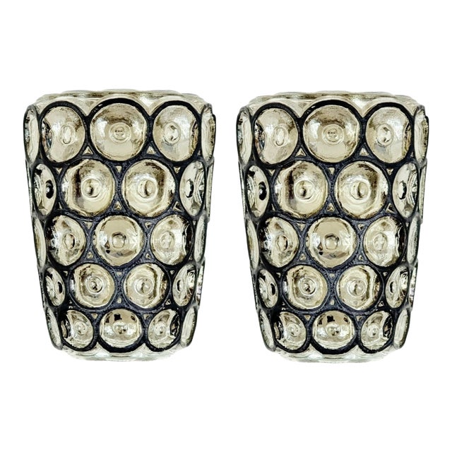 Pair of Mid-Century Modern Glass Wall Lights/Sconces From Limburg, Germany, 1960s For Sale