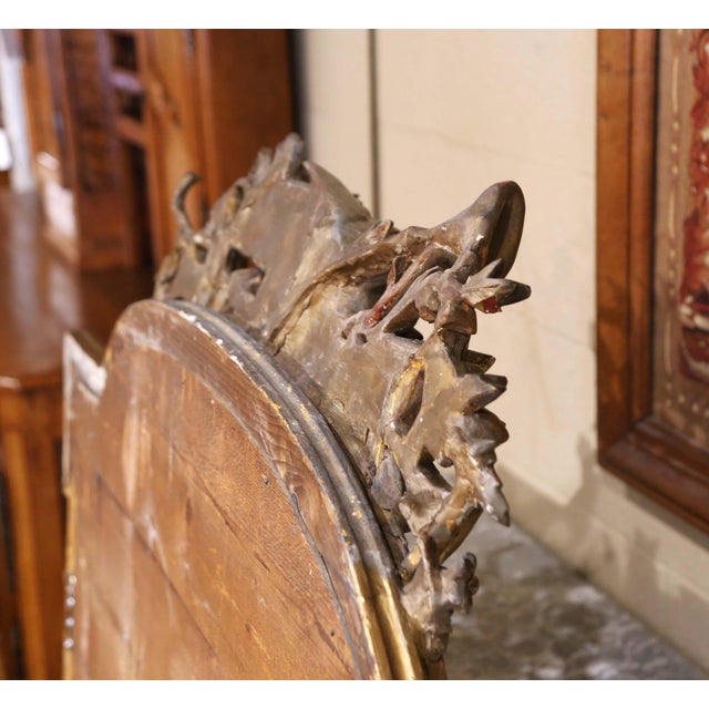 19th Century French Louis XVI Giltwood Mantel Mirror With Musical Trophy Crest For Sale - Image 10 of 11