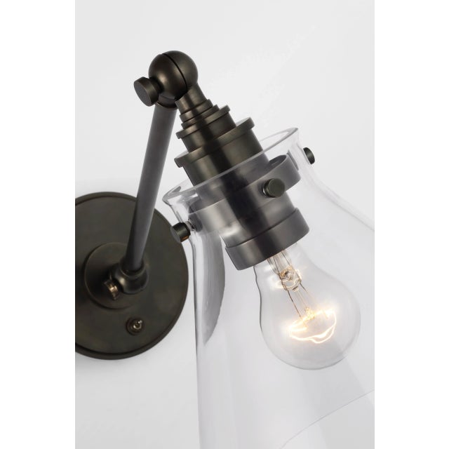 Parkington Single Library Wall Light in Bronze with Clear Glass Designer: Chapman & Myers Height: 9.75" - 11.5" Extension:...