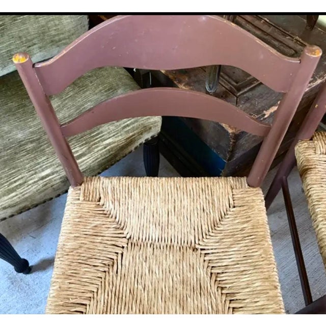 Wood French Country Dining Chairs With Rush Seats For Sale - Image 7 of 9