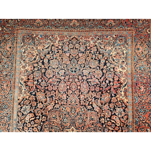Vintage Persian Kashan Area Rug, Handwoven Floral Pattern, Navy & Blue, 5’ X 7’ For Sale - Image 12 of 12