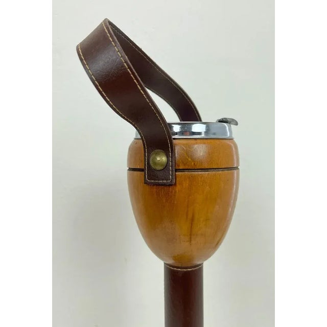 Mid-Century Modern Mid-Century Danish Wood and Leather Standing Ashtray, 1970s For Sale - Image 3 of 13